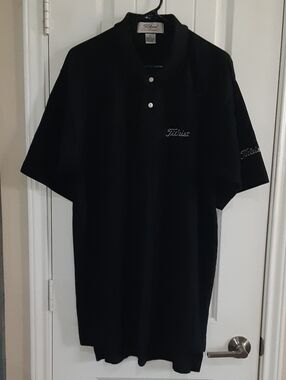 VTG 90s Titleist by Corbin Golf Polo Shirt Men's XL Black Combed Cotton Retro